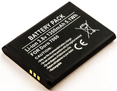 Immagine prodotto di Batteria per Doro 7070 agli ioni di litio, 3,8 V, 1350 mAh, nera