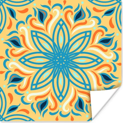 Produktbild von MuchoWow® Poster Blume - Blätter - Blau 75x75 cm - Wand Dekoration