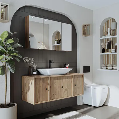 Obrázek produktu pro Roomart GUSTO-II-120 – 3dílná koupelnová sestava, šířka 120 cm, dub