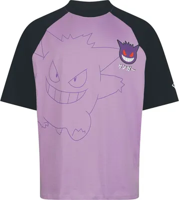 Produktbild von Uni-T-Shirt in lockerer Passform Pokémon – Gengar (dunkelviolettes Raglan-T-Shirt)