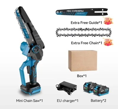 Image de Scie à chaîne électrique - Scie d'élagage - 8 inch - Sans balais et sans fil, avec 2 batteries