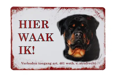 Produktbild von Hier waak ik Rottweiler - Hund - Blechschild - Metall poster - Retro blechschild - Vintage blechschild - Metallschild