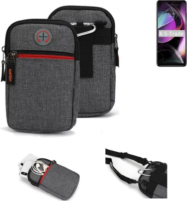 Produktbild von K-S-Trade Holster Gürteltasche kompatibel mit Motorola Moto G 5G (2022) Handy Tasche Schutz Hülle grau Zusatzfächer 1x