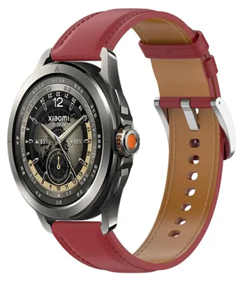 Produktbild von Für Xiaomi Watch S4 Sport Echtleder Armband mit Edelstahl-Schnellverschluss Rot