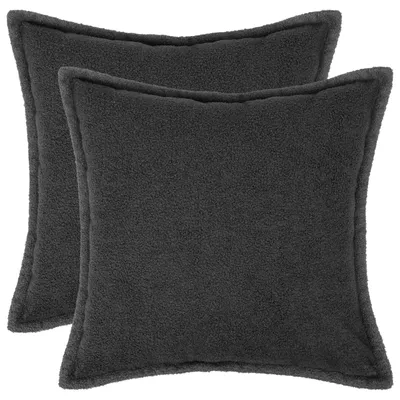 Productafbeelding van vidaXL Kussenhoezen, 2 stuks, houtlook, donkergrijs, 45 x 45 cm, bouclé
