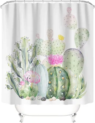 Productafbeelding van Douchegordijn - Badkamergordijn - Douche Afschermen - Schimmelbestendig - 180 x 200 cm - Cactus