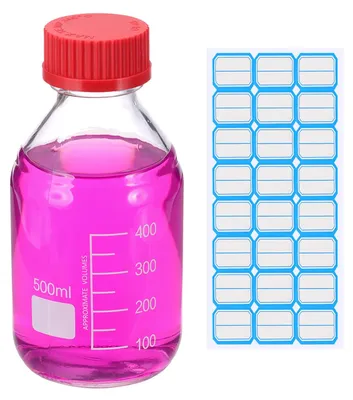 Medienflasche 500 ml, Glas, GL45 Schraubdeckel, rund