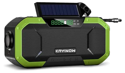 Productafbeelding van Zonne-radio, draagbare zwengelradio, dynamo-radio met AM/FM, 5000 mAh powerbank, flitslicht, led-zaklamp, SOS-alarm