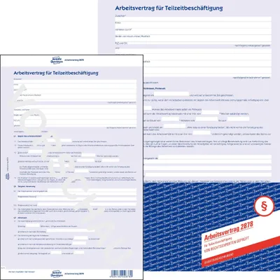 Produktbild von Avery Zweckform 2878, Arbeitsvertrag, für Teilzeitbeschäftigte, A4, 4-seitig mit Durchschlag, selbstdurchschreibend