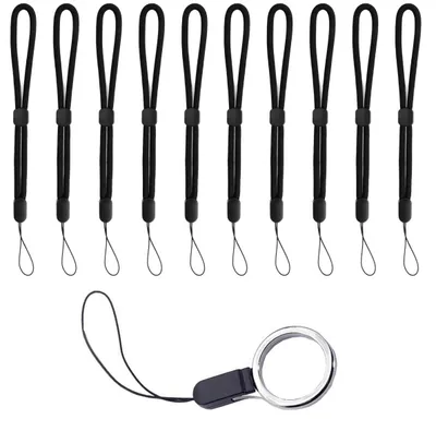 Produktbild von 11 verstellbare Nylon-Lanyards – 10 schwarze Lanyards + 1 Ringschlaufe