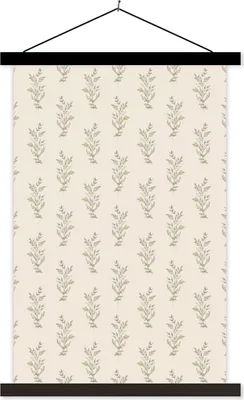 Produktbild von MuchoWow® Textilposter Vintage - Blätter - Pastell 120x180 cm mit schwarzem Rahmen - Fotos