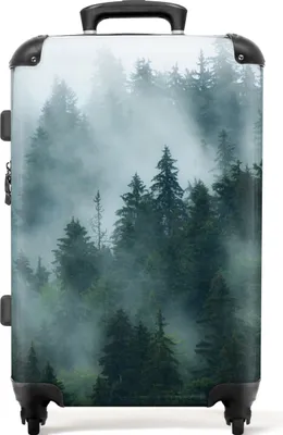 Produktbild von NoBoringSuitcases.com® Großer Koffer - Baum - Grün - Nebel - Natur - Wald - Kombinationsschloss TSA - Hartschalen Trolley 4 Rollen - 72 liter - Reisekoffer - 66 cmKoffer Mittelgroß 67x43x25 cm, 72L,