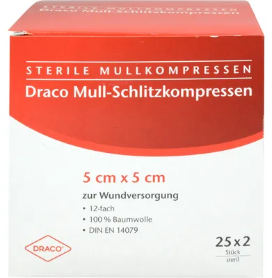 Obrázek produktu pro SCHLITZKOMPRESSE gáza 5x5cm 12násobná sterilní Ausb, 25X2 ks KOM