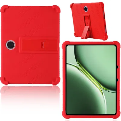 Image de Étui de protection pour tablette OnePlus Pad 11,61 pouces (2023), en silicone souple résistant aux chocs, avec support intégré, de couleur rouge