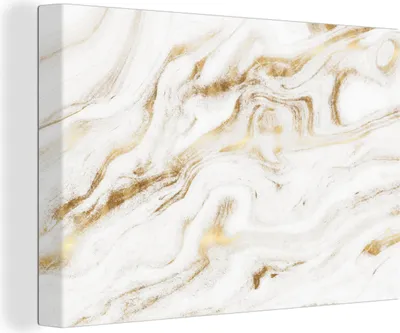 Produktbild von MuchoWow® - Leinwandbilder - Marmor - Gold - Weiß, Wandbild, Wanddeko Bilder Wohnzimmer, 120x80 cm