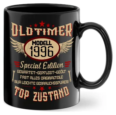 Produktbild von Kaffeetasse 30. Geburtstag 1996 Special Edition Keramik Schwarz 350ml