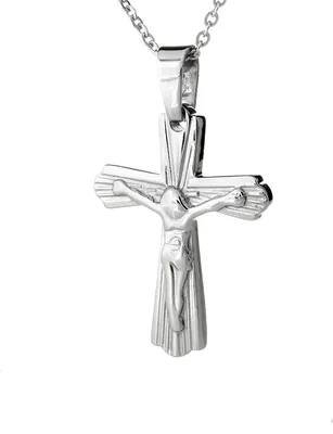 Produktbild von Uni Edelstahl Kettenanhänger Kreuz XS Silber Farbe mit EdelstahKette SCP2001 - 55.0 Zentimeter
