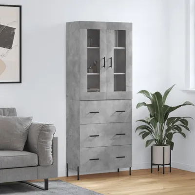 Produktbild von vidaXL Highboard Betongrau 69,5x34x180 cm Holzwerkstoff