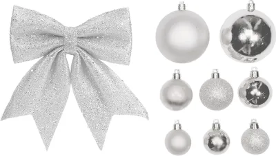 Obrázok produktu pre Sada vianočných ozdôb 73 ks v luxusnej krabici SILVER CHRISTMAS na vianočný stromček 120-210 cm