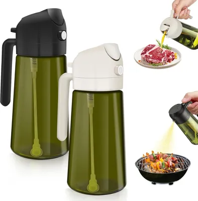 Produktbild von Ölsprüher 470 ml, 2 Stück, grüne Glasflasche, UV-Schutz, für Küche