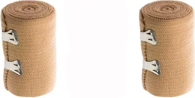 Produktbild von 2er Set Elastische Bandage für Sport & Alltag - Fixierverband beige 75mm x 1150mm