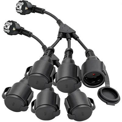 Immagine prodotto di 2 prese multiple da esterno, con coperchio, prese multiple impermeabili da 3