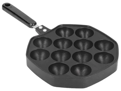 Takoyaki-Pfanne, 12 Mulden, antihaftbeschichtet, Aluminium, schwarz