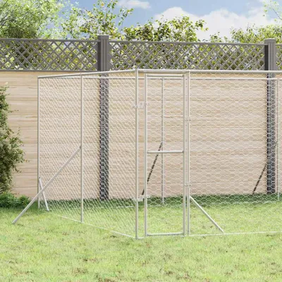 Zdjęcie produktu dla vidaXL Buda zewnętrzna dla psa srebrna 8x12x2 m Stal ocynkowana