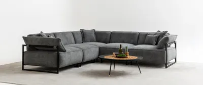 Zdjęcie produktu dla Kanapa z tkaniny narożnik do salonu nowoczesna sofa narożnik w kształcie litery L szary