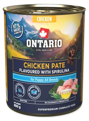 Imagen del producto de Comida húmeda para cachorros Ontario, sabor a pollo con espirulina, 800g