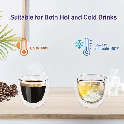 Productafbeelding van Thermoflesjes van borosilicaatglas, 250 ml, set van 4 - geschikt voor thee, koffie en water