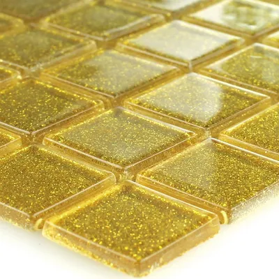 Produktbild von Glasmosaik Fliesen Wichita Gold Glitzer