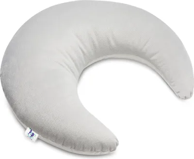 Obrázok produktu pre Pepi Plyšový vankúš v tvare mesiaca - ručne šitý antialergický vankúš 46 × 40 cm - mäkký detský vankúš Dekoračný vankúš pre bábätká Plyšový mesiac - Luna Grey