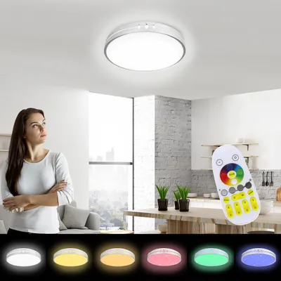 Image de LZQ Plafonnier LED 60W à intensité variable, couleur RVB changeante, avec télécommande, éclairage de plafond Lampe ciel étoilé pour chambre d'enfant, chambre à coucher, salon