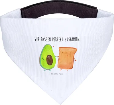 Produktbild von Mr. & Mrs. Panda Halstuch Avocado Toast - Weiß - Geschenk, Freundin, Tuch, Hunde, Hochzeit, Hochzeitsgeschenk, Hundehalstuch, Für, Pärchen, Hund