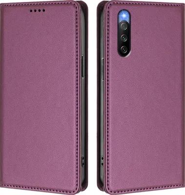 Image de Étui en cuir pour Sony Xperia 10 IV, étui à rabat magnétique en cuirPolyuréthaneavec support, violet