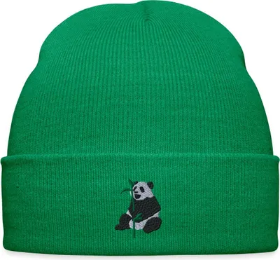 Produktbild von Spreadshirt Pandabär Mit Bambus Stickerei Bestickte Wintermütze, One size, Kelly Green