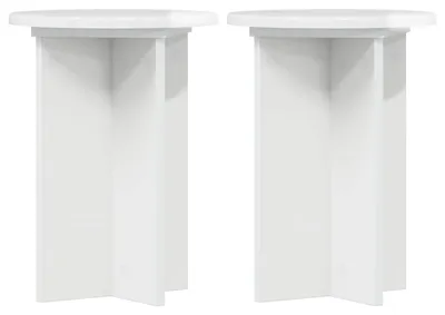 Image de vidaXL Étagères pour plantes, lot de 2, blanc brillant, Ø 29,5 x 40 cm