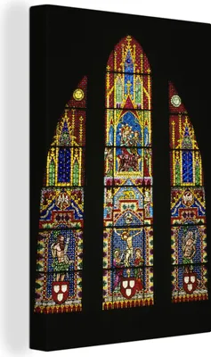 Zdjęcie produktu dla OneMillionCanvasses® - Obraz na płótnie - 90x140 cm, Zdjęcie witrażu w katedrze w Chartres, Dekoracja ścienna - Zdjęcie na płótnie - Obraz na płótnie - Dekoracja ścienna - Sypialnia