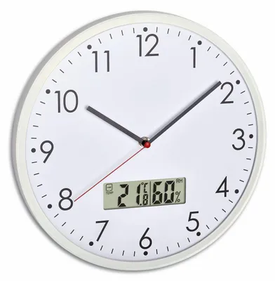 Analoge Wanduhr mit Thermometer & Hygrometer, Glas, Ø 302 mm