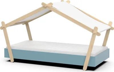 Produktbild von Kinderbett Lodge | 223,2 x 105,5 x 129,7 cm | Blau-Weiß