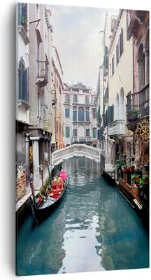 Produktbild von Bild auf Leinwand - Leinwandbild - Boot Brücke Tourismus Venedig - 55x100cm - Wand Bild - Wanddeko - Leinwanddruck - Bilder - Kunstdruck - Wanddekoration - Leinwand bilder - Wandkunst - PA55x100-2157