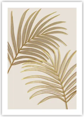 Produktbild von Poster - Poster ohne Rahmen - Golden Blätter Palmen - 50x70 cm - Wand Bild - Wanddeko - Wandbilder - Kunstposter - Wandposter - Bilder - Kunstdruck - Wanddekoration - Wandbild - P2XPA50x70-4738