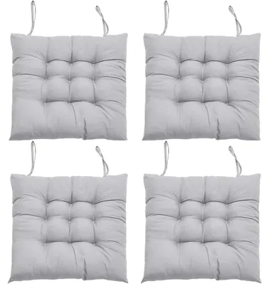 Stuhlkissen Set 4er-Pack, 40x40x6 cm, grau, für Esszimmerstühle