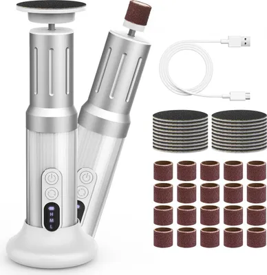 Produktbild von Kabelloses elektrisches Fußfeilen-Set mit 6 Reibungsstufen, Hornhautentferner für Füße und Nägel, für Männer und Frauen (weiß)