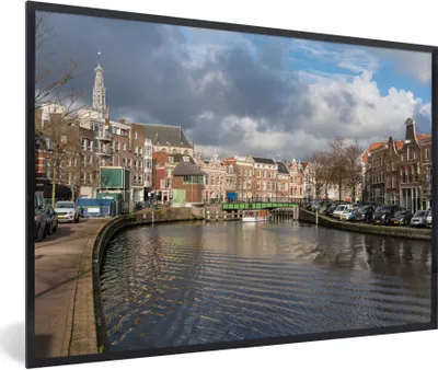 Produktbild von MuchoWow® Gerahmtes Poster Kanal - Wasser - Haarlem 30x20 cm - Poster mit Schwarzem Bilderrahmen Wandposter Rahmen Foto Bilder - Kunstdruck - Bild-Poster