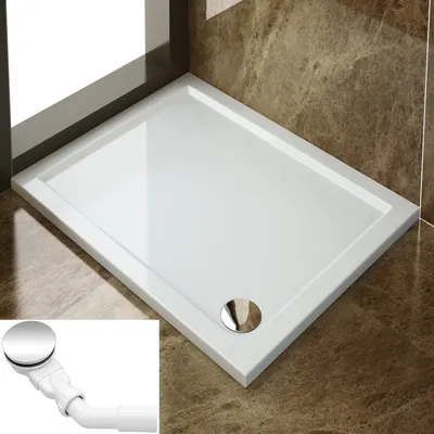 Produktbild von SONNI 120x100x4cm ABS Quadratische Duschwanne rutschfeste Oberfläche mit Ablaufgarnitur