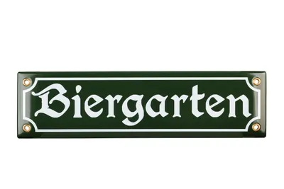 Produktbild von Biergarten Schild - 8x30 cm - Keramik Emaille - Wetterfest - Oktoberfest Schild - Deko Blechschild - Emailschild - GRÜN