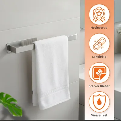 Produktbild von ECENCE Handtuchhalter ohne Bohren selbstklebend gebürstet Handtuchstange