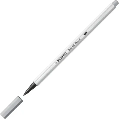 Zdjęcie produktu dla Wysokiej jakości flamaster z końcówką pędzelkową do różnych szerokości linii - STABILO Pen 68 brush - Pojedynczy długopis - średni szary